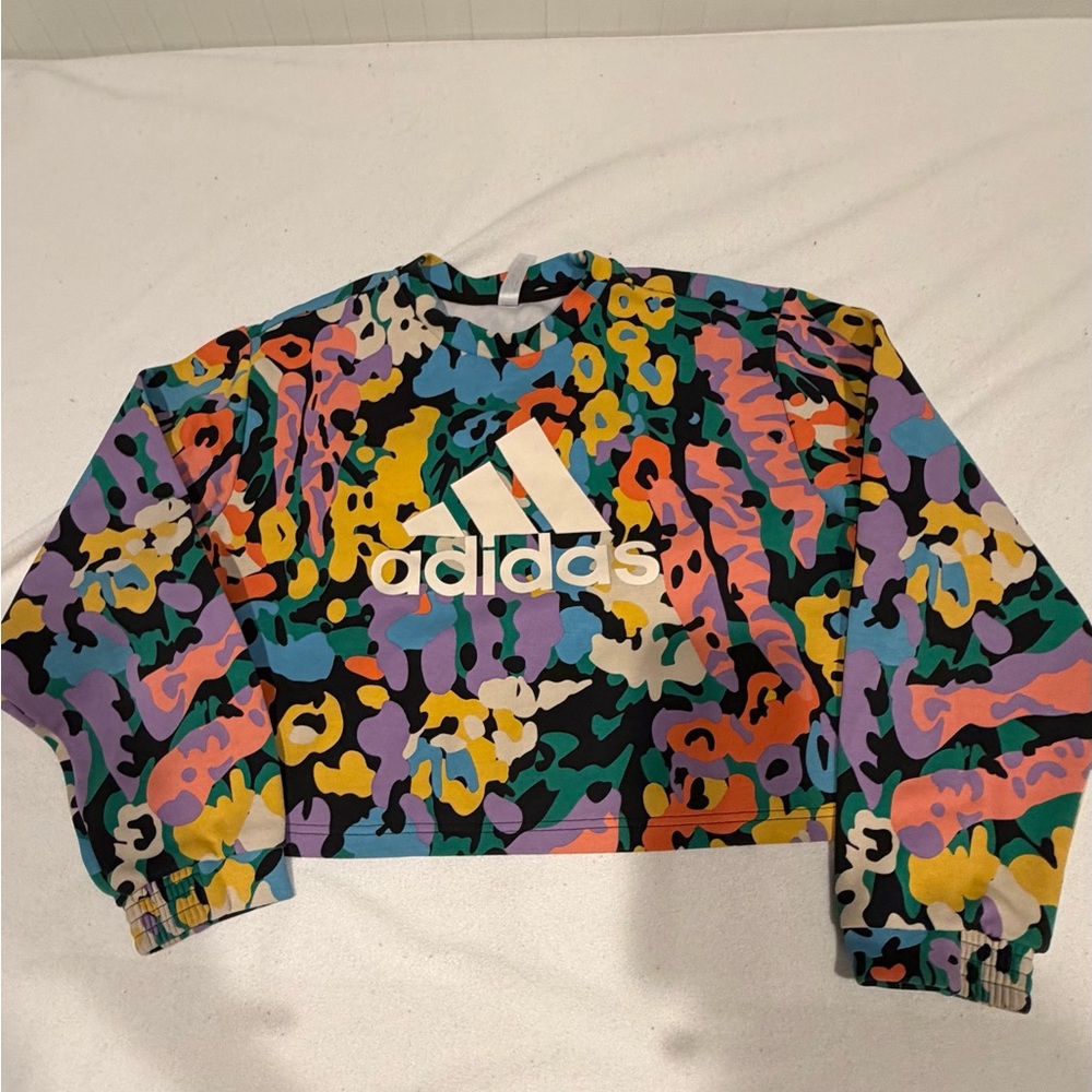 Adidas Colorful Patterned Cropped Sweatshirt